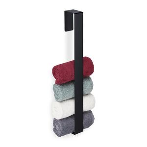 Relaxdays DRŽÁK NA RUČNÍKY Černý samolepicí bez vrtání nerez 45 cm obraz