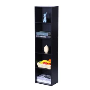 Relaxdays KNIHOVNA Černá 5 přihrádek MDF obraz
