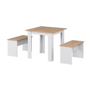 Vicco JÍDELNÍ SET Sentio Zlatá síla dub/bílá 80 x 80 cm se 2 lavicemi obraz