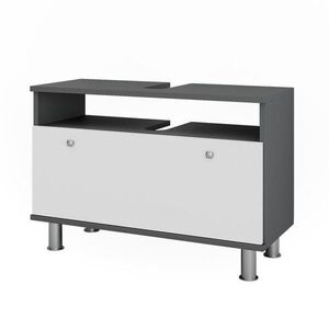 Vicco TOALETNÍ SKŘÍŇKA PRO UMYVADLO Fynn Bílý vysoký lesk/antracit 80.2 x 54 cm se zásuvkou obraz
