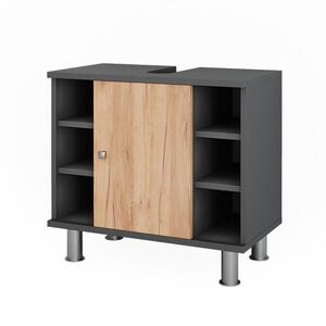Vicco TOALETNÍ SKŘÍŇKA PRO UMYVADLO Fynn Zlatý dub power/antracit 60 x 54 cm se 6 policemi obraz