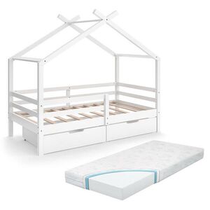 VitaliSpa DOMEČKOVÁ POSTEL Luni Bílá 160 x 80 cm s úložnými boxy a matrací obraz