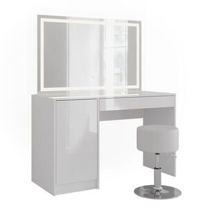 Vicco TOALETNÍ STOLEK Sherry Bílá/bílý vysoký lesk 119.8 cm s LED zrcadlem a taburetem obraz