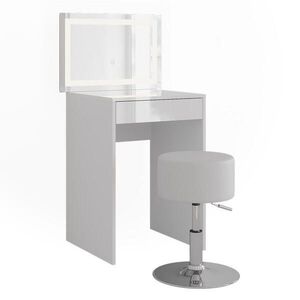 Vicco TOALETNÍ STOLEK Sherry Bílá/bílý vysoký lesk 51.4 cm s LED zrcadlem a stoličkou obraz