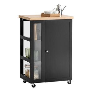 SoBuy KUCHYŇSKÝ VOZÍK se 2 dveřmi Černá 60x40x90cm Moderní obraz