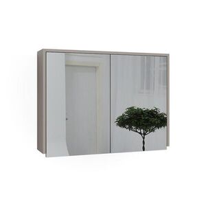 Vicco KOUPELNOVÁ ZRCADLOVÁ SKŘÍŇKA J-Shape Kašmír/Řemeselné 80 x 60 cm se 2 uzavřenými přihrádkami obraz