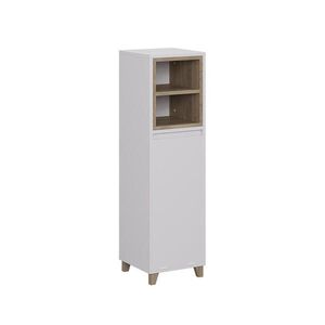 Vicco STŘEDNÍ SKŘÍŇKA Elnor Bílá/dub 30 x 105 cm s výklopným košem na prádlo obraz