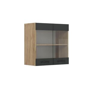 Vicco SKLENĚNÁ KUCHYŇSKÁ SKŘÍŇKA R-Line Antracitový venkovský dům 60 cm obraz
