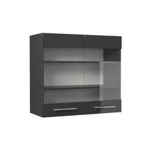 Vicco SKLENĚNÁ KUCHYŇSKÁ SKŘÍŇKA Fame-Line Antracitový vysoký lesk 80 cm obraz