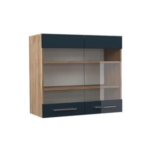 Vicco SKLENĚNÁ KUCHYŇSKÁ SKŘÍŇKA Fame-Line Tmavě modrá s vysokým leskem 80 cm obraz