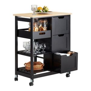 SoBuy KUCHYŇSKÝ VOZÍK se 4 zásuvkami Černá 67x37x84.5cm Moderní obraz