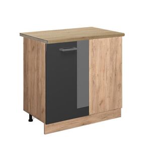 Vicco ROHOVÁ SKŘÍŇKA R-Line Antracitový vysoký lesk 86 cm , PD Dub obraz