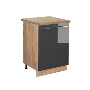 Vicco SPODNÍ SKŘÍŇKA KUCHYŇSKÉ LINKY Fame-Line Antracitový vysoký lesk 60 cm , PD Dub obraz