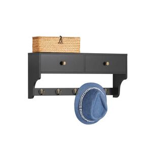 SoBuy NÁSTĚNNÝ VĚŠÁK se 2 zásuvkami Černá 60x15x27cm Moderní obraz