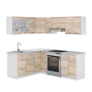 Vicco ROHOVÁ KUCHYŇSKÁ LINKA R-Line, Sonoma/Bílá, 207 x 167 cm s pracovní deskou obraz