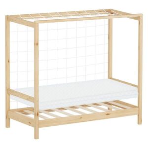 ML-DESIGN DĚTSKÁ postýlka ve tvaru fotbalové brány s matrací 70 x 140 cm, přírodní borové dřevo obraz