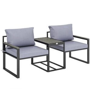 Outsunny SADA balkonového nábytku, 3dílná sada, ocel, polyester, šedá obraz