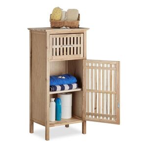 Relaxdays KOUPELNOVÁ SKŘÍŇKA Ořech volně stojící se zásuvkou 82 cm obraz