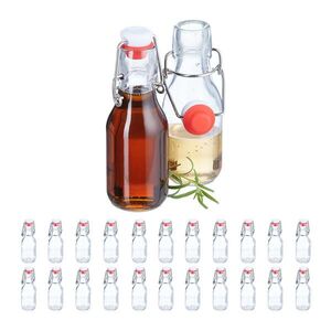 Relaxdays LÁHVE Transparentní bílá červená 24-dílná sada s patentním uzávěrem 100 ml obraz