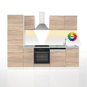 Vicco KUCHYŇSKÝ KOUT Optima Sonoma/bílá 270 cm bez pracovní desky s páskem LED obraz