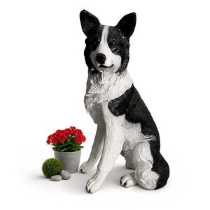 Relaxdays FIGURKA Přírodní barvy pes kolie polyresin 68 cm obraz