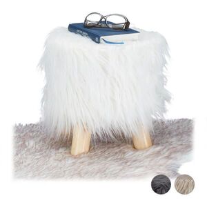 Relaxdays TABURET Bílá umělá kožešina 31 cm obraz