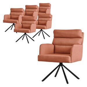 ML-DESIGN JÍDELNÍ ŽIDLE otočná, sada 6 ks, oranžový látkový potah obraz