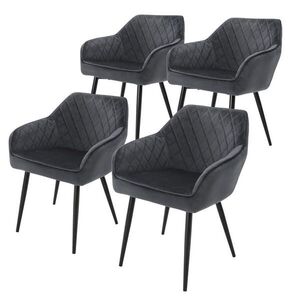 ML-DESIGN SADA 4 jídelních židlí, antracitový samet obraz