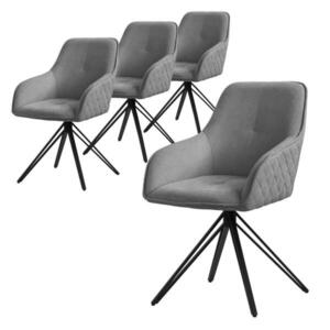 ML-DESIGN JÍDELNÍ ŽIDLE, sada 4 ks, otočné, šedá tkanina obraz