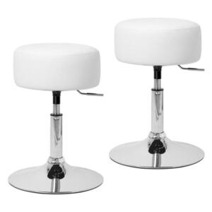 ML-DESIGN SADA 2 kusů toaletních stoliček Ø 33 cm, bílá, z umělé kůže obraz