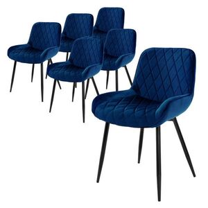 ML-DESIGN JÍDELNÍ ŽIDLE, SADA 6 KS, tmavě modrý samet obraz