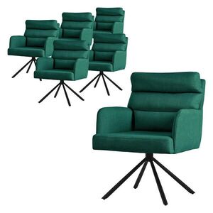 ML-DESIGN JÍDELNÍ ŽIDLE, sada 6 ks, otočné, tmavě zelené, látkové potahy obraz