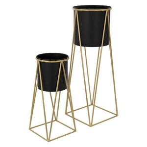 ML-DESIGN VÁZAČ NA KVĚTINY, sada 2 ks, černozlatý, 21, 8 x 22 x 47 cm / 25 x 25 x 71 cm, z oceli obraz