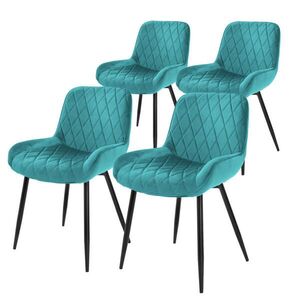 ML-DESIGN JÍDELNÍ ŽIDLE, sada 4 ks, petrol, samet obraz