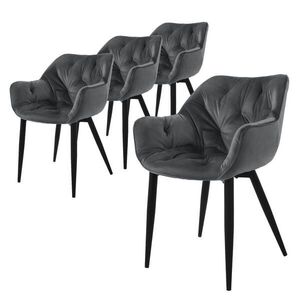 ML-DESIGN JÍDELNÍ ŽIDLE, sada 4 ks, antracitový samet obraz