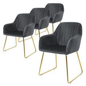 ML-DESIGN JÍDELNÍ ŽIDLE, sada 4 ks, šedý samet obraz
