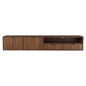Beautysofa NÍZKÁ visící komoda Evron se 2 zásuvkami a 2 dvířky, 200 cm, ořech obraz