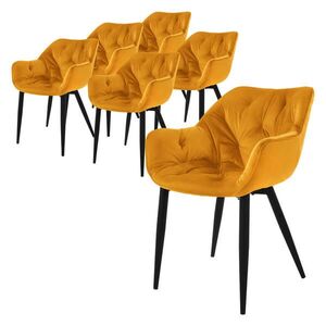 ML-DESIGN JÍDELNÍ ŽIDLE, sada 6 ks, hořčičně žlutý samet obraz