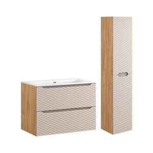 Petits-meubles KOUPELNOVÝ NÁBYTEK 80cm Elora 2er-Set Béžová a dřevo obraz