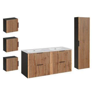Petits-meubles KOUPELNOVÝ NÁBYTEK 120.4cm Gaia 2er-Set Dubové dřevo a černá barva obraz