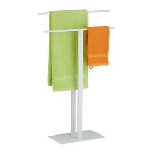 Relaxdays STOJAN Bílý na ručníky 2-ramenný kov 82 cm obraz