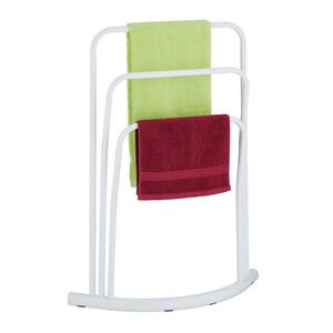 Relaxdays STOJAN bílý na ručníky volně stojící ocel 3 tyče 86 cm obraz