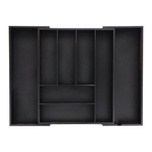 Relaxdays PŘÍBORNÍK Černý bambus MDF výsuvný 8 přihrádek 35 cm obraz