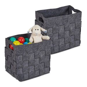 Relaxdays KOŠ Šedý filc 2dílný-set skládací s uchy obraz
