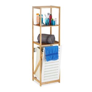 Relaxdays REGÁL přírodní bílá bambus s košem na prádlo 130 cm obraz
