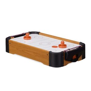 Relaxdays AIRHOCKEY stůl hnědá bílá MDF s ventilátorem obraz