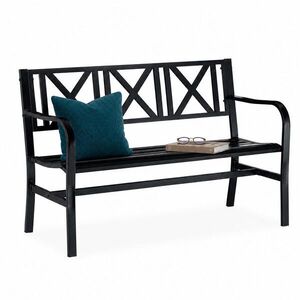 Relaxdays LAVICE Černá ocel 2místná 127 cm obraz