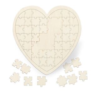 Relaxdays SKLÁDAČKA Přírodní dřevo srdce svatba 49-dílná 45x45 cm obraz