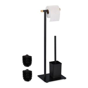 Relaxdays SOUPRAVA WC Černá Přírodní bambus volně stojící 64, 5 cm obraz