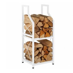Relaxdays REGÁL NA DŘEVO Bílý kov 2 úrovně 81, 5 cm obraz